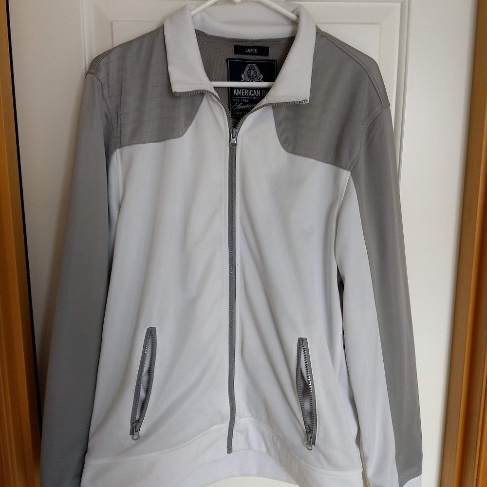 American Rag White Gray Athletic Warmup Jacket